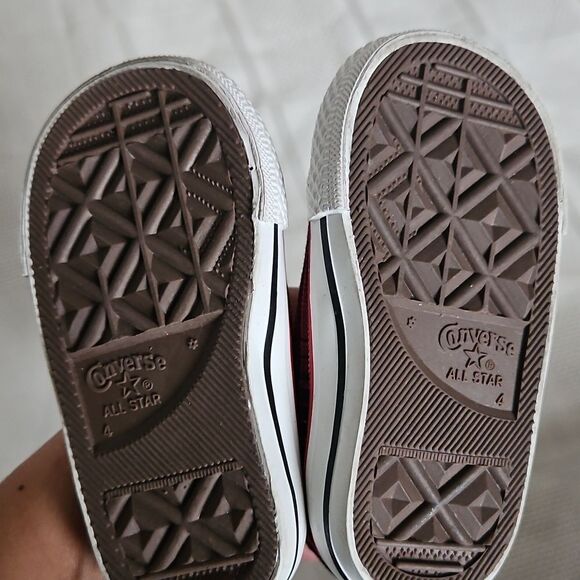 Converse Kids' All-Star Red Plaid High-Top Sneakers - Picture 5 of 16